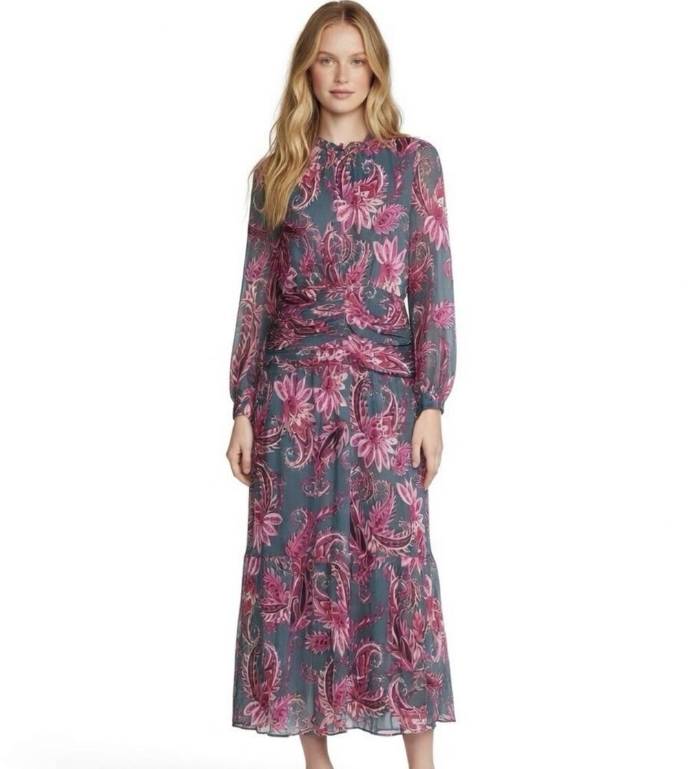 Maggy London Floral Maxi Sheath Dress, Size 4